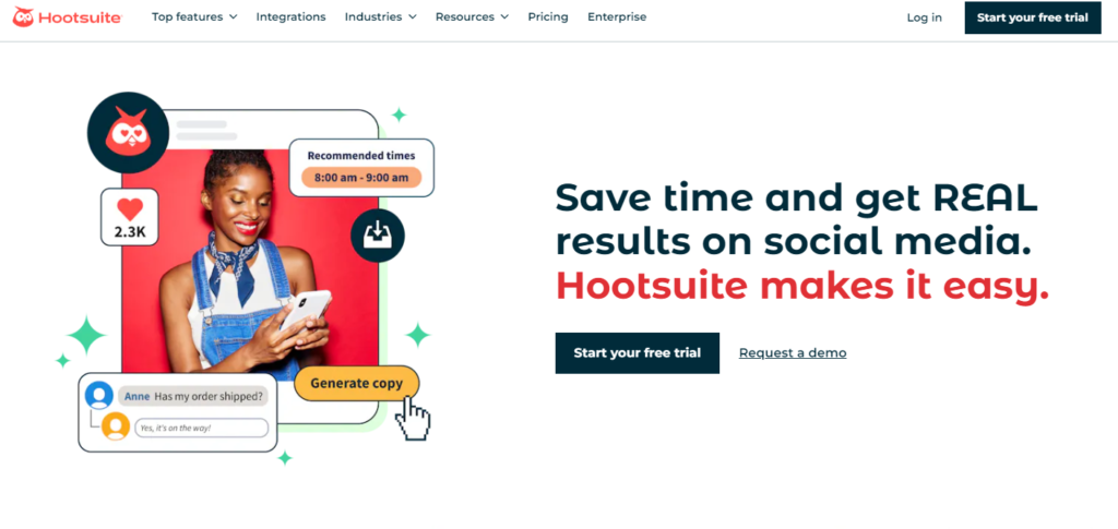 Home Page do Hootsuite
