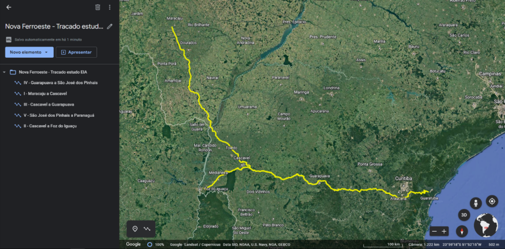 Mapa da Nova Ferroeste